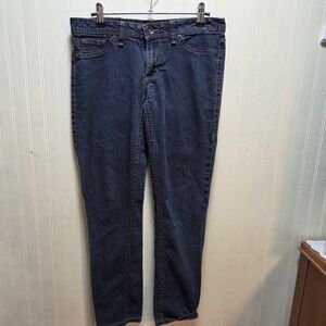 2 BW/U Jeans Womens Juniors 5 Blue Dark Wash Straight Stretch Denim Pants